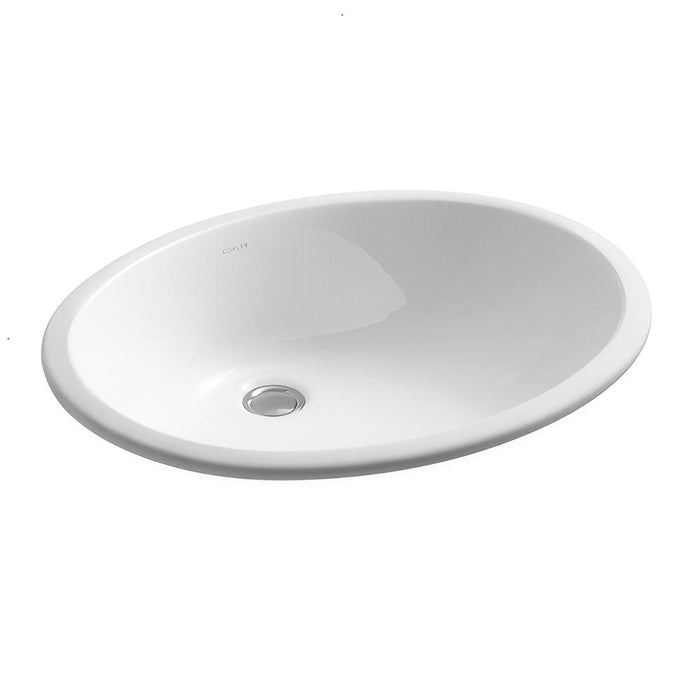 489*410*210mm Kohler Caxton Gloss White Ceramic Oval With Overflow Under-Mount Basins