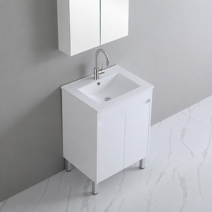 600*460*710mm Poseidon Polar White PVC-Standard Laundry Tub With Ceramic Top