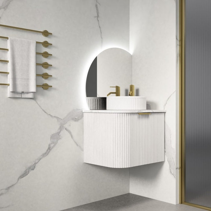 600-1500*455*450mm Infinity Rio Matt White Plywood R-Corner Wall Hung Vanity
