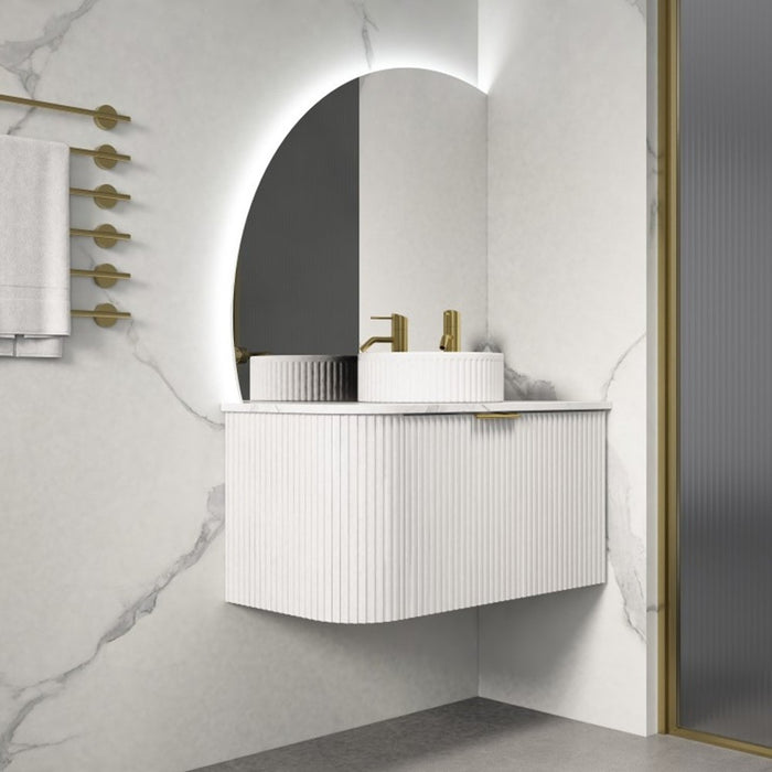 600-1500*455*450mm Infinity Rio Matt White Plywood R-Corner Wall Hung Vanity