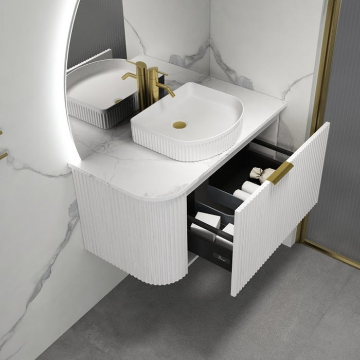 600-1500*455*450mm Infinity Rio Matt White Plywood R-Corner Wall Hung Vanity