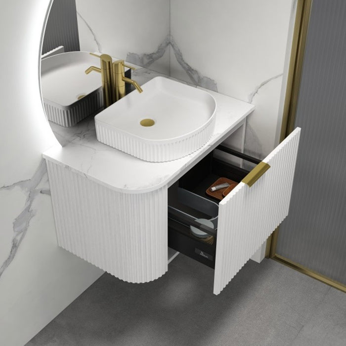 600-1500*455*450mm Infinity Rio Matt White Plywood R-Corner Wall Hung Vanity