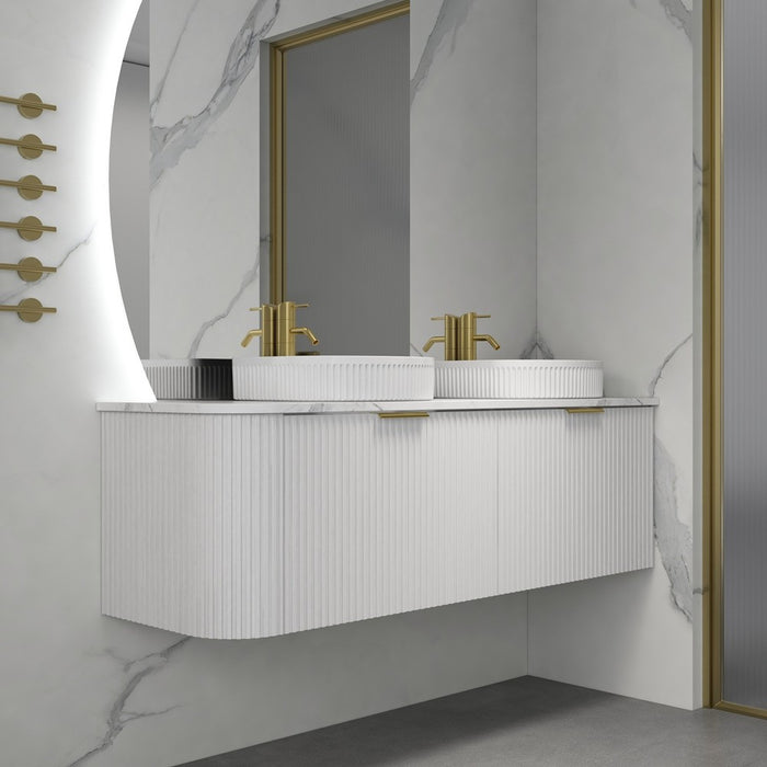 600-1500*455*450mm Infinity Rio Matt White Plywood R-Corner Wall Hung Vanity