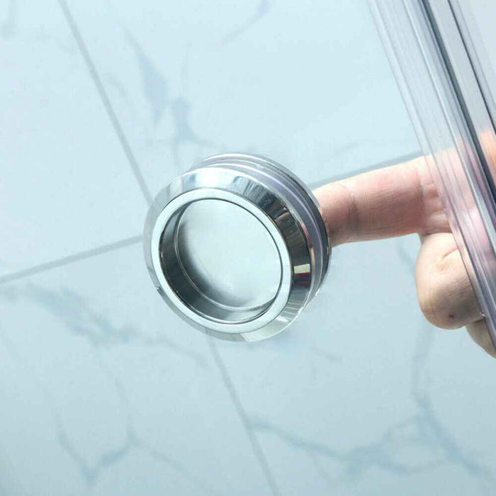 870-1180x2000mm Sliding L Shape Frameless Brushed Nickel 10mm Glass Embedded Circle Handle Shower Screens