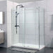 870-1180x2000mm Sliding L Shape Frameless Chrome 10mm Glass Embedded Circle Handle Shower Screens