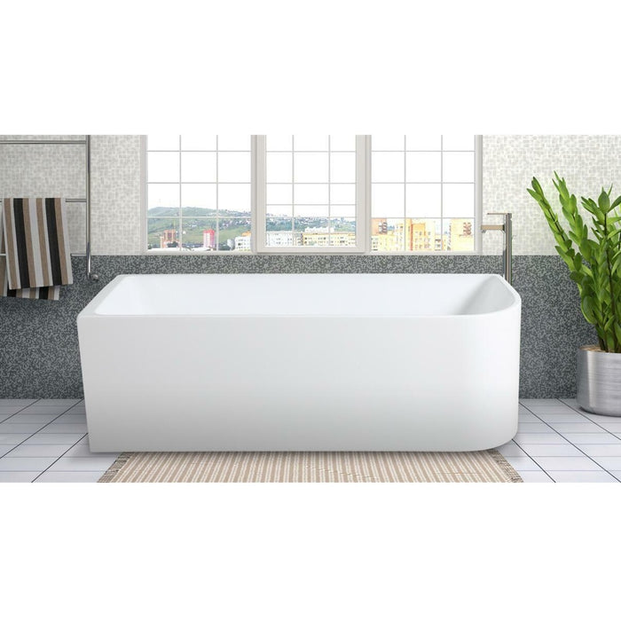 1300-1700*730*580mm Poseidon CBT Matt White Rectangle Acrylic Back To Wall Corner Back Bathtub