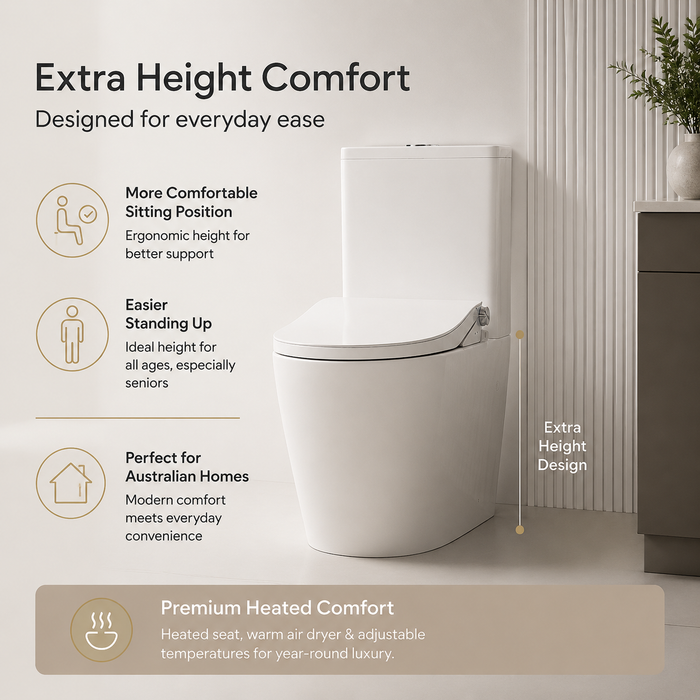 655*375*870mm Lafeme Thea Standard/Luxury Vega Rimless Tornado Back To Wall Smart Toilet Suite With Extra Height