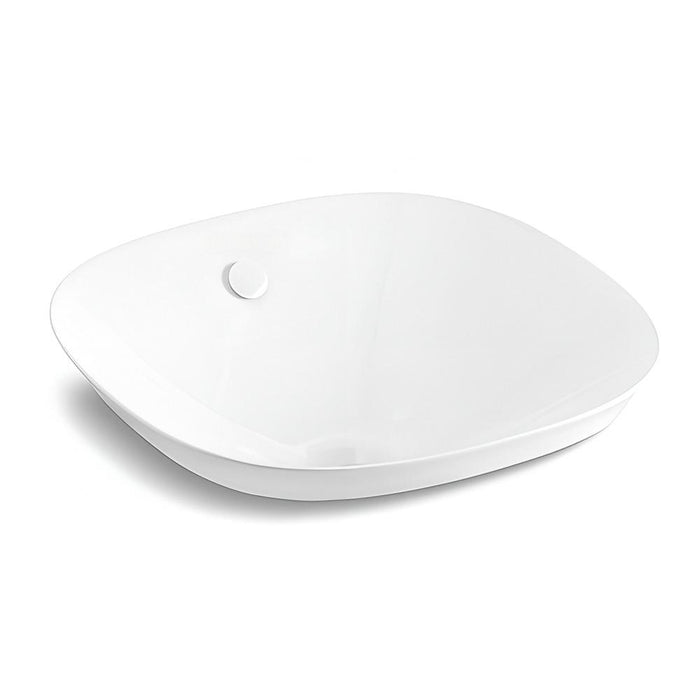 425*425*175mm Kohler Veil Essential Vessel Gloss White Ceramic Square Slim Rim With Overflow Semi Insert Basins