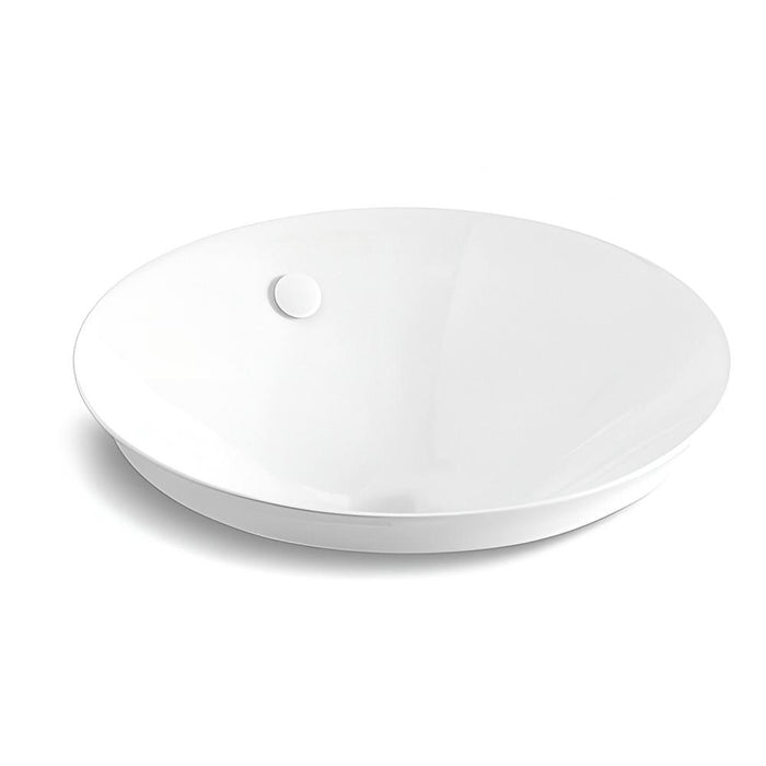425*425*175mm Kohler Veil Essential Vessel Gloss White Ceramic Round Slim Rim With Overflow Semi Insert Basins