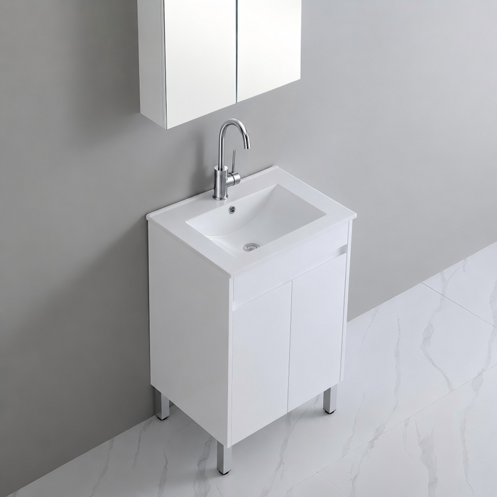 600*460*710mm Poseidon Polar White PVC-Standard Laundry Tub With Ceramic Top