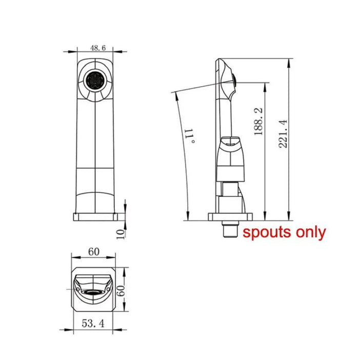 Aquaperla Norico Esperia Modern Square Solid Brass Bath Spout