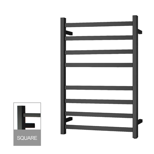 8 Bars Square Matte Black Stainless Steel Electric Heated Towel Rack - HD reno