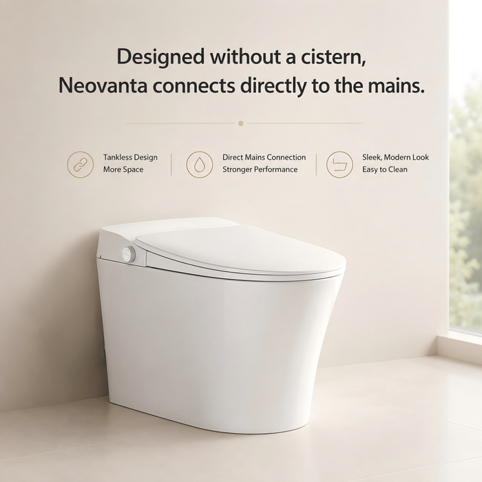 684*403*470mm Lafeme Neovanta Cisternless Wall Faced Smart Toilet Suite With Auto Cover & Foot Sensor