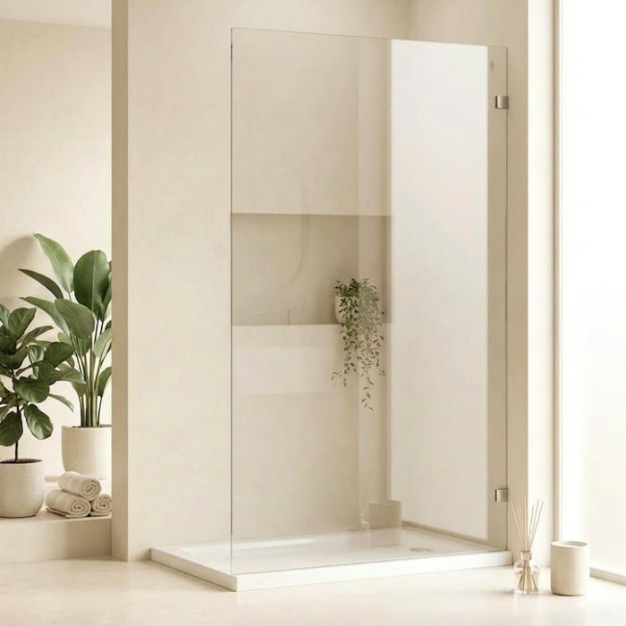 1250-1400mm Glasspro Frameless Walk In Single Panel Shower Screens - 2000mm Height