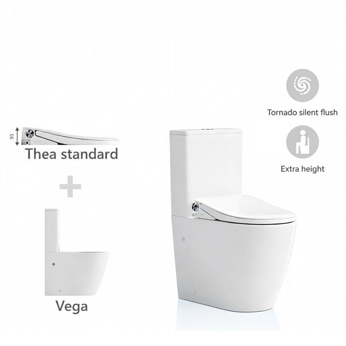 655*375*870mm Lafeme Thea/Catania Vega Rimless Tornado Back To Wall Smart Toilet Suite With Extra Height