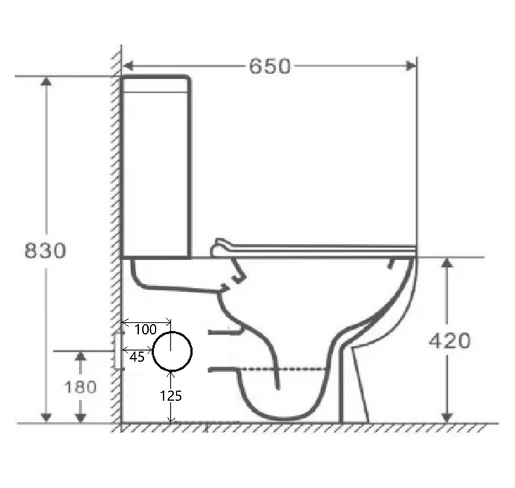 650*385*830mm Unicasa Moi Trinity Gloss White Rimless Left/Right Hole Back To Wall Close Couple Skew Toilet