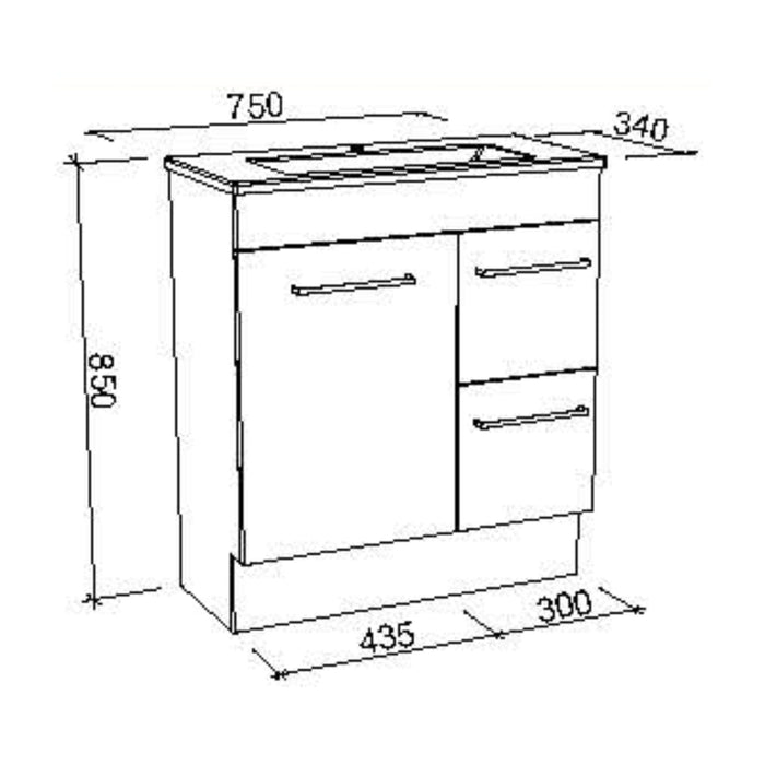TIMBERLINE ENSUITE SPACE SAVING SINGLE BOWL CUSTOM FLOOR STANDING VANITY
