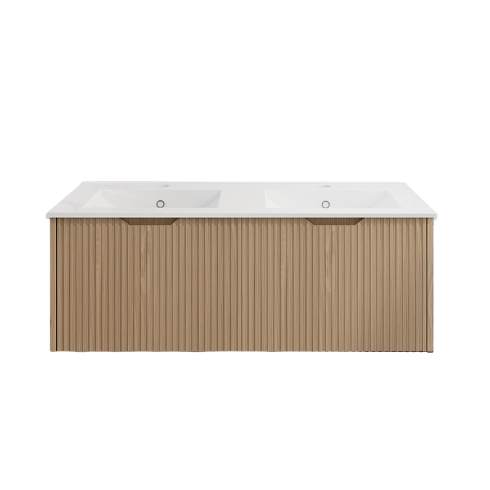 600-1800*450*400mm ABS Vienna American Oak MR Melamined Board Panel With PVC Coating Fluted Wall Hung Vanity