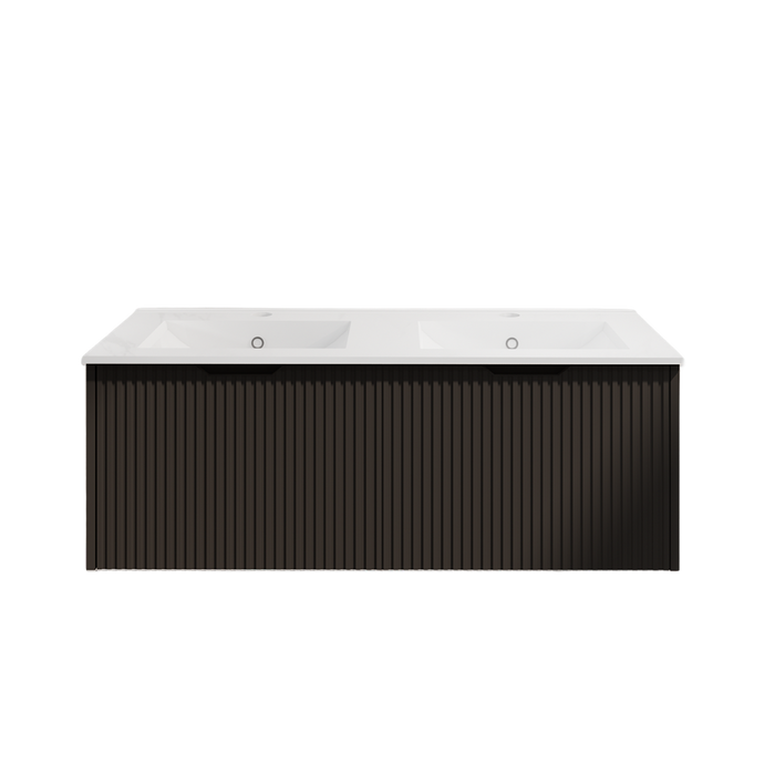 600-1800*450*400mm Vienna Matt Black MR Melamined Board Panel With PVC Coating Fluted Wall Hung Vanity - HD reno