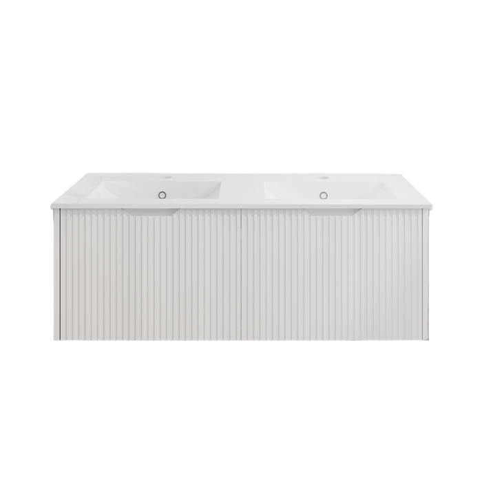 600-1800*450*400mm Vienna Matt White MR Melamined Board Panel With PVC Coating Fluted Wall Hung Vanity - HD reno