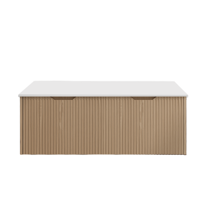 600-1800*450*400mm ABS Vienna American Oak MR Melamined Board Panel With PVC Coating Fluted Wall Hung Vanity - HD reno