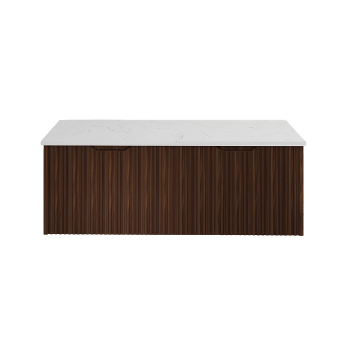 600-1500*450*400mm ABS Vienna Brown Oak MR Melamined Board Panel With PVC Coating Fluted Wall Hung Vanity - HD reno