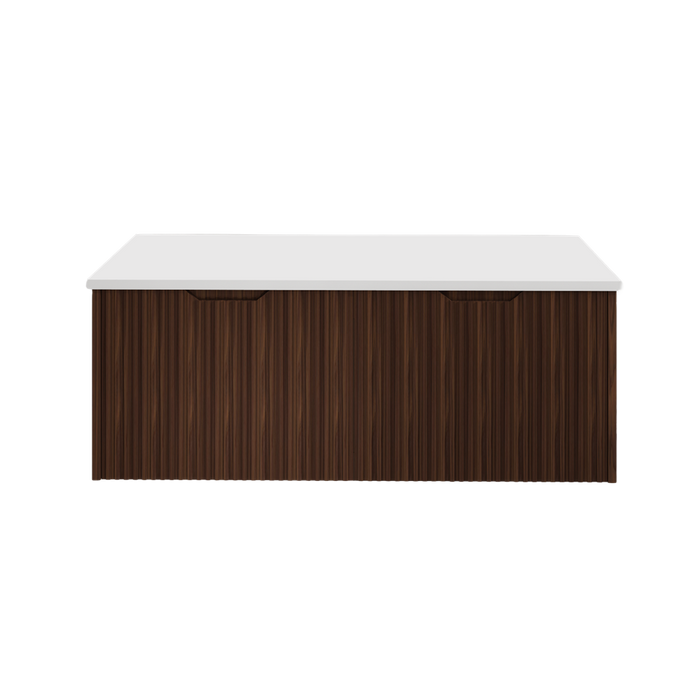 600-1500*450*400mm ABS Vienna Brown Oak MR Melamined Board Panel With PVC Coating Fluted Wall Hung Vanity - HD reno