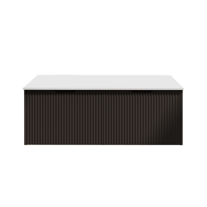 600-1800*450*400mm Vienna Matt Black MR Melamined Board Panel With PVC Coating Fluted Wall Hung Vanity - HD reno