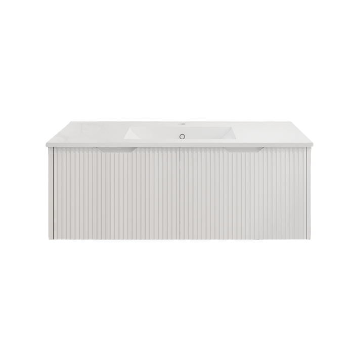 600-1800*450*400mm Vienna Matt White MR Melamined Board Panel With PVC Coating Fluted Wall Hung Vanity - HD reno