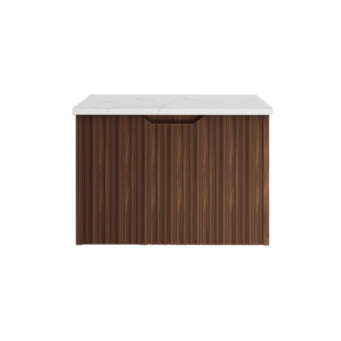 600-1500*450*400mm ABS Vienna Brown Oak MR Melamined Board Panel With PVC Coating Fluted Wall Hung Vanity - HD reno