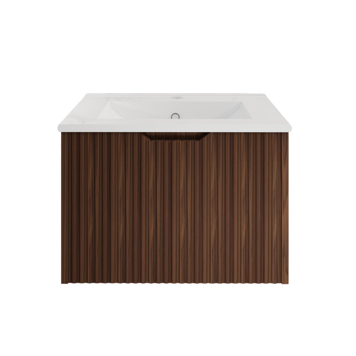 600-1500*450*400mm ABS Vienna Brown Oak MR Melamined Board Panel With PVC Coating Fluted Wall Hung Vanity - HD reno