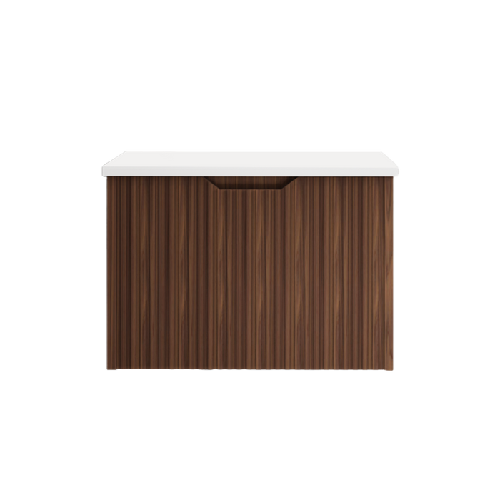 600-1500*450*400mm ABS Vienna Brown Oak MR Melamined Board Panel With PVC Coating Fluted Wall Hung Vanity - HD reno