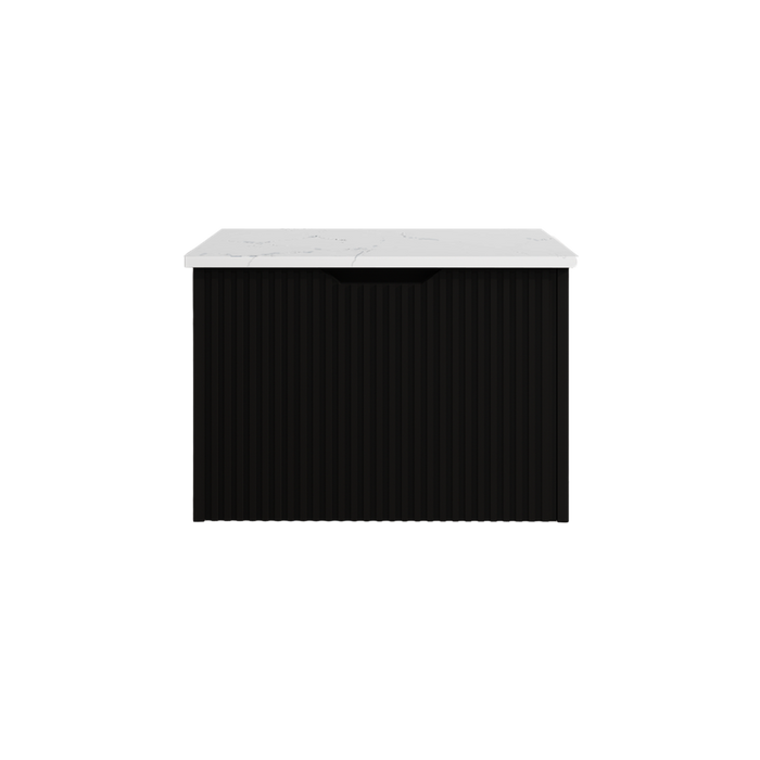 600-1800*450*400mm Vienna Matt Black MR Melamined Board Panel With PVC Coating Fluted Wall Hung Vanity - HD reno