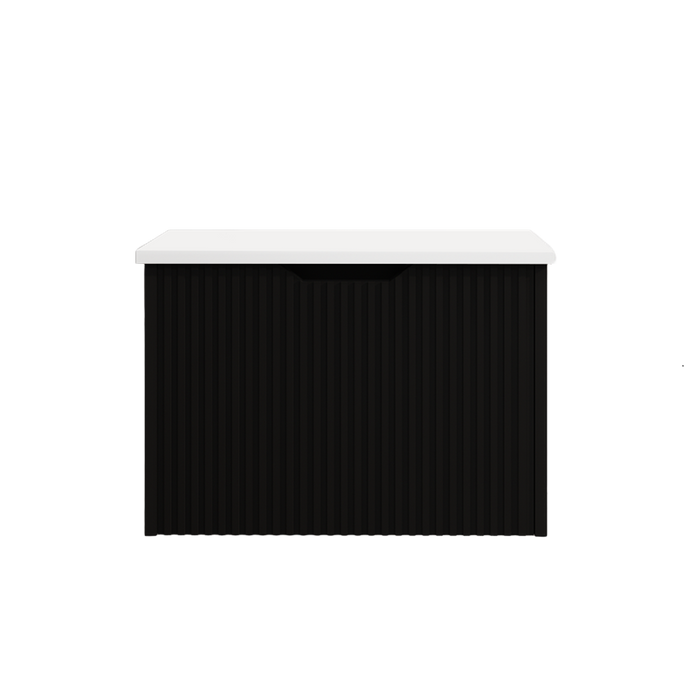 600-1800*450*400mm Vienna Matt Black MR Melamined Board Panel With PVC Coating Fluted Wall Hung Vanity - HD reno