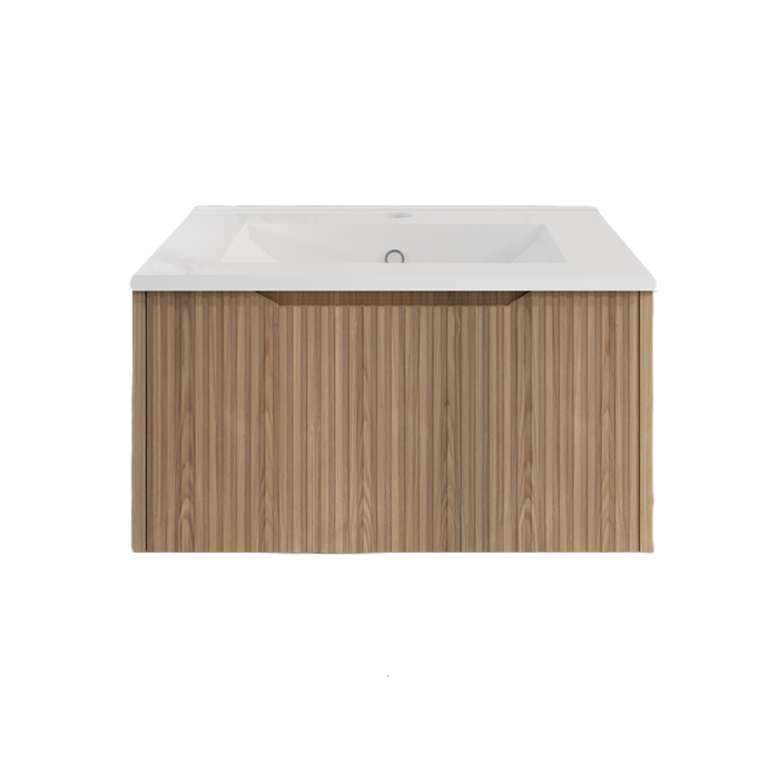 600-1800*450*400mm ABS Vienna American Oak MR Melamined Board Panel With PVC Coating Fluted Wall Hung Vanity