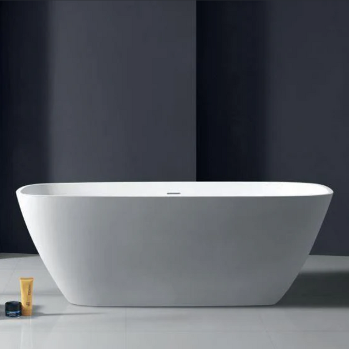 1700*720*560mm Sunny Violet Matt White Oval Solid Surface Stone With Overflow Freestanding Bathtub
