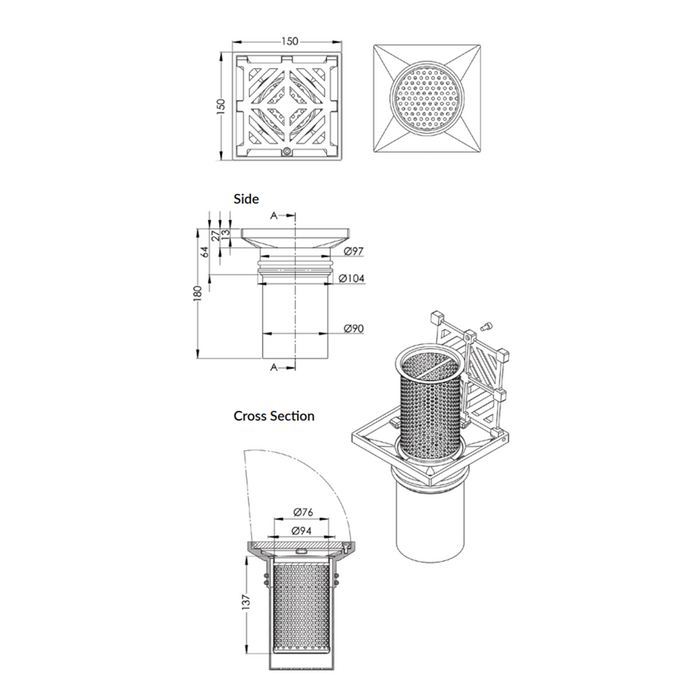 100mm Vinyl Floor Waste Arrestor (suits 100mm pipe)